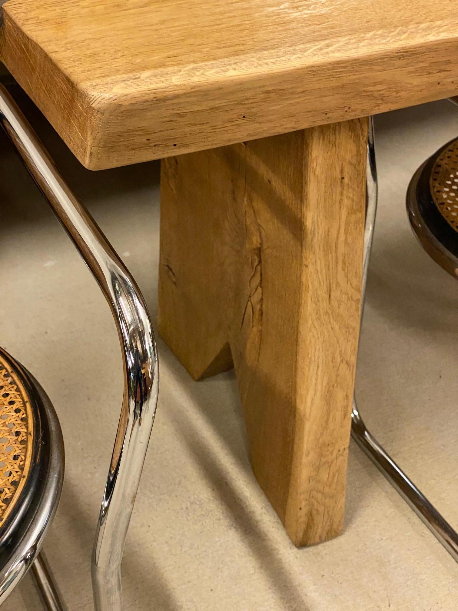 Oak Live Edge Console Table or Desk, France, 1950's For Sale 10