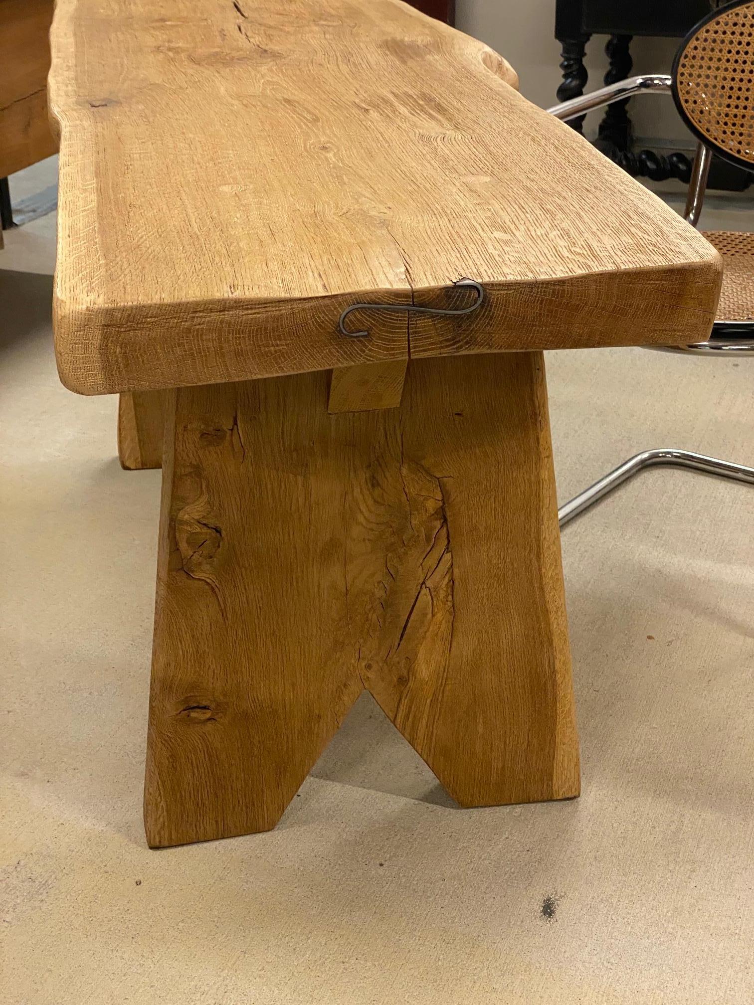 Oak Live Edge Console Table or Desk, France, 1950's For Sale 11