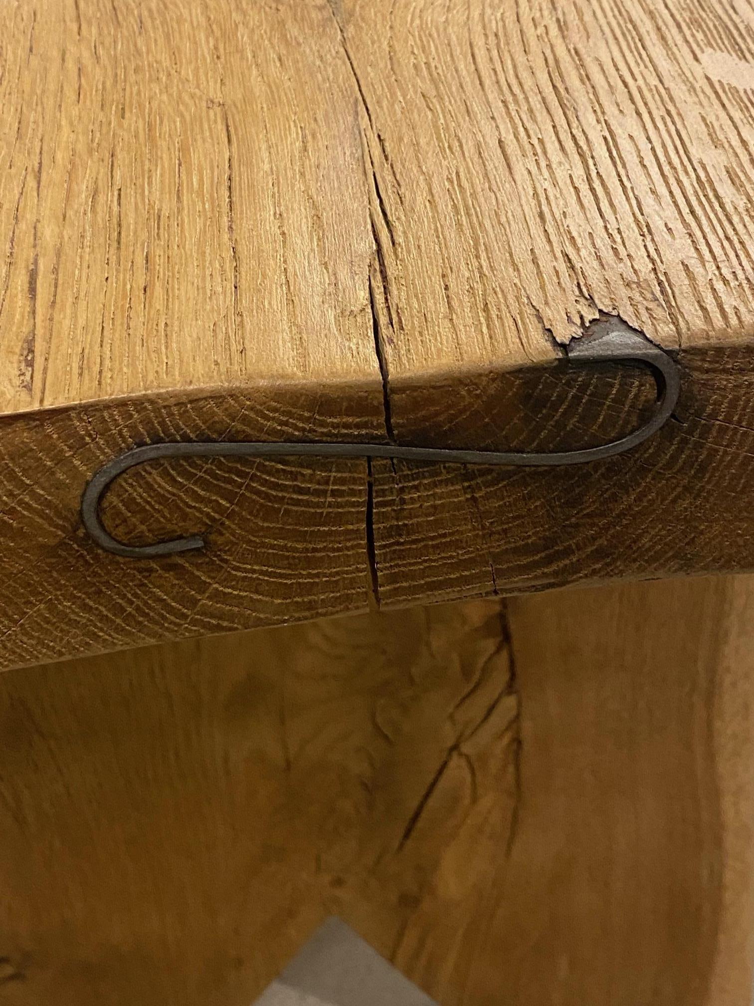 Oak Live Edge Console Table or Desk, France, 1950's For Sale 12