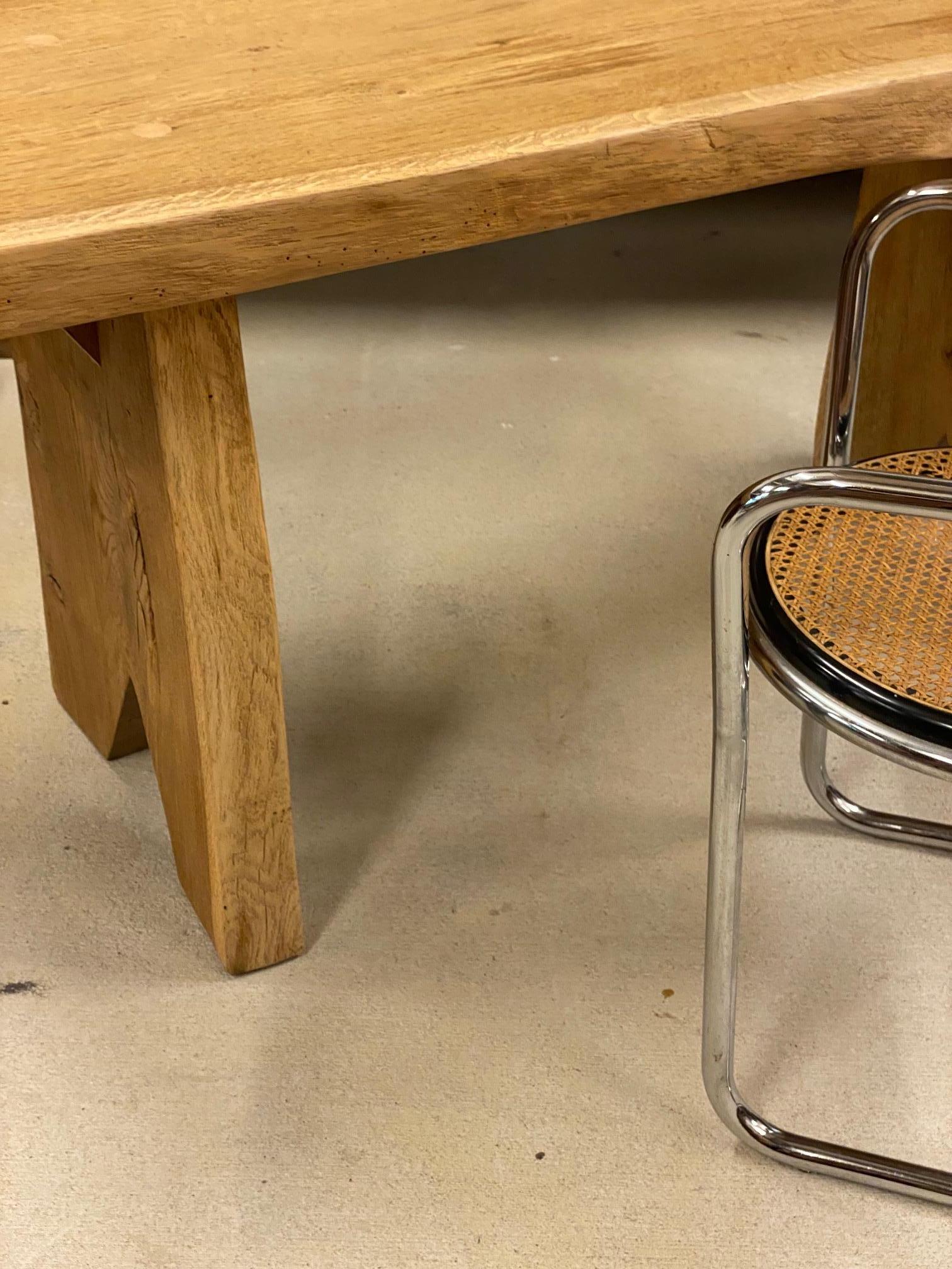 Oak Live Edge Console Table or Desk, France, 1950's For Sale 13