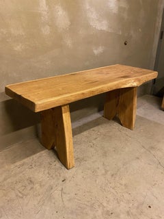 Oak Live Edge Console Table or Desk, France, 1950's