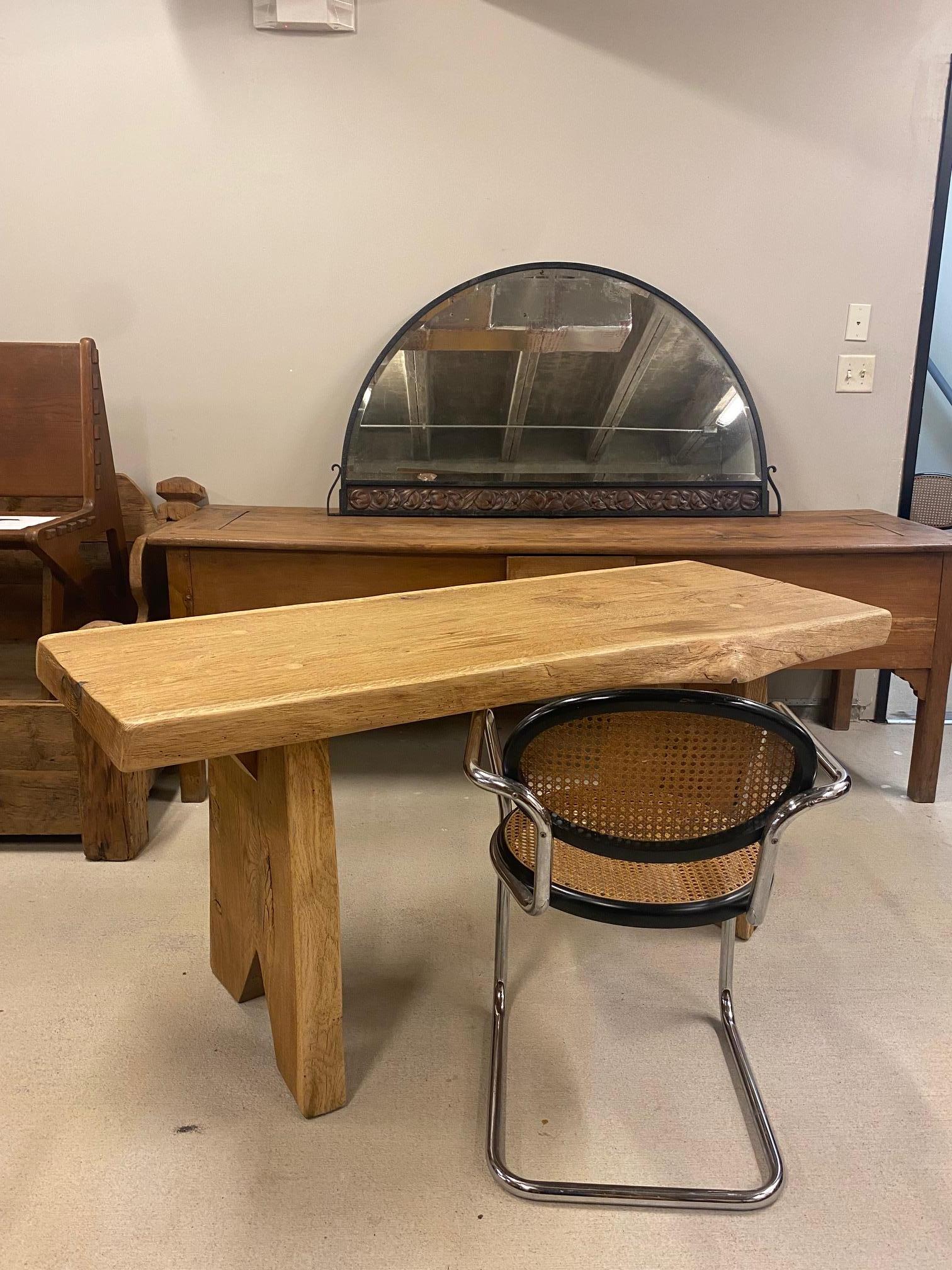 Oak Live Edge Console Table or Desk, France, 1950's For Sale 14