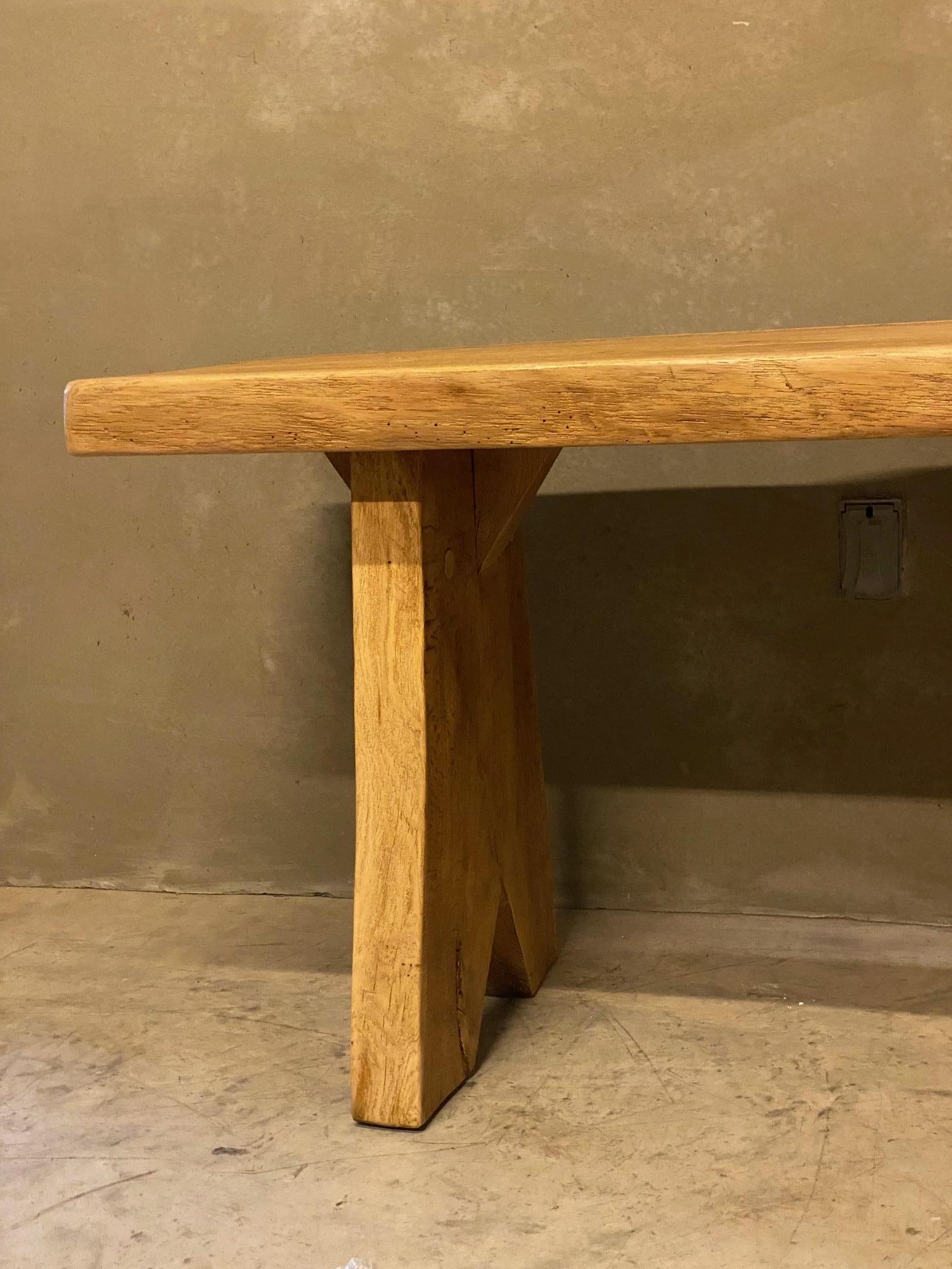 20th Century Oak Live Edge Console Table or Desk, France, 1950's For Sale