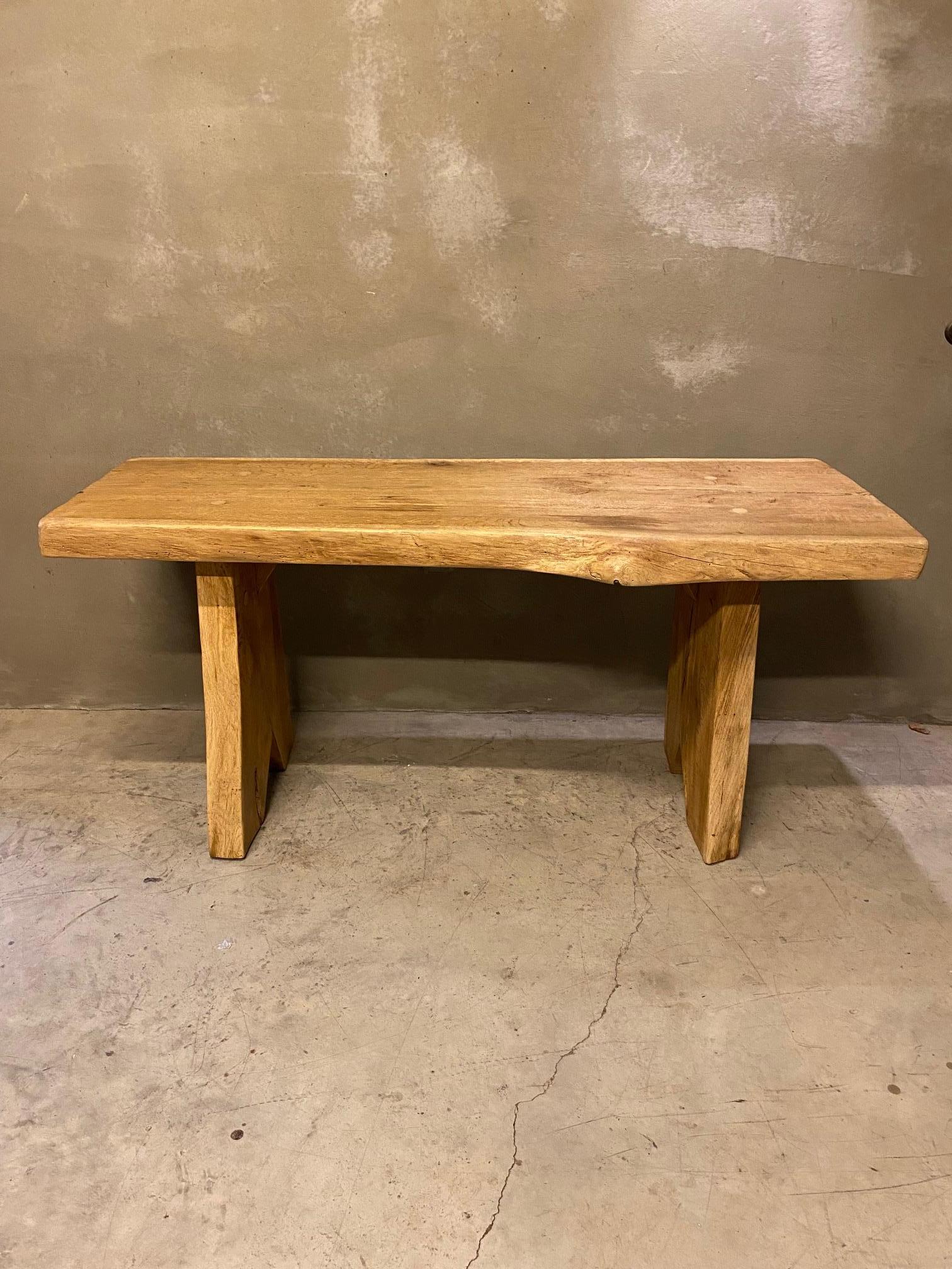 Oak Live Edge Console Table or Desk, France, 1950's For Sale 1