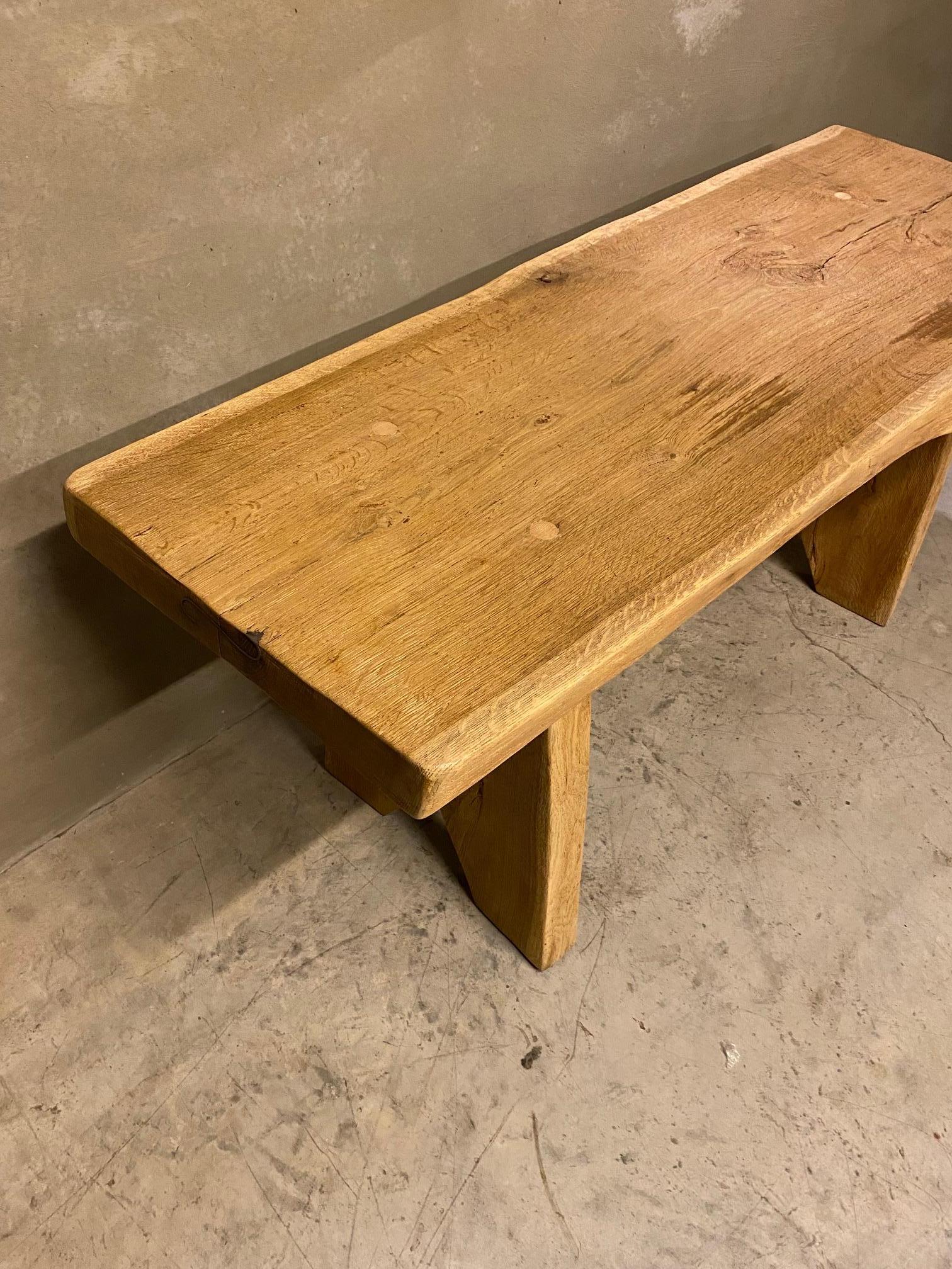 Oak Live Edge Console Table or Desk, France, 1950's For Sale 3