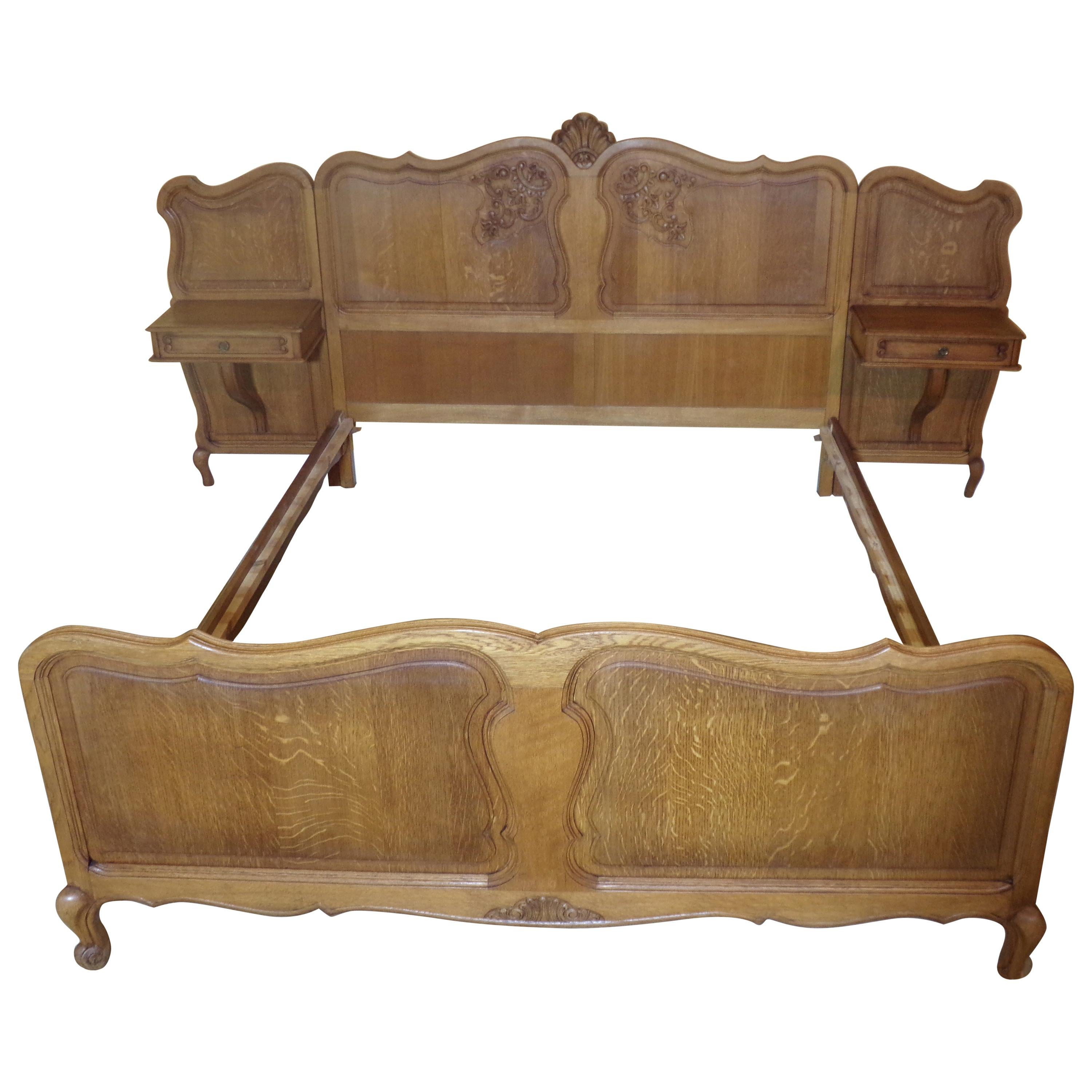 Oak Louis XV Style Double Bed, C1930 For Sale