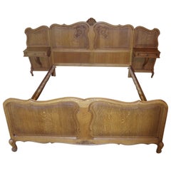 Antique Oak Louis XV Style Double Bed, C1930