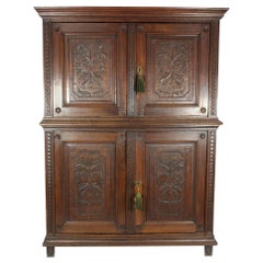 Antique Oak Louis XV Style Four-Door Cabinet, circa 1810