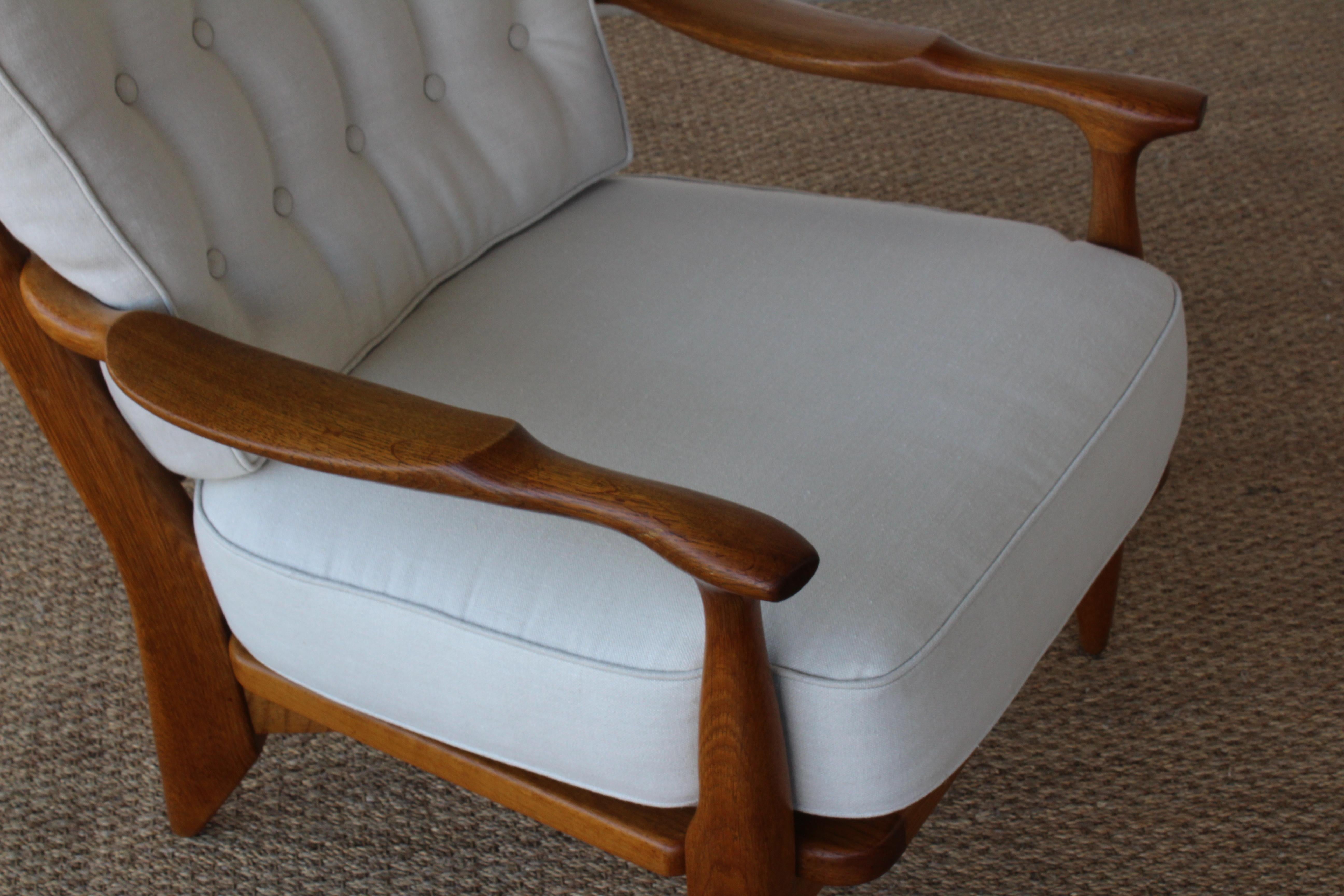 Oak Lounge Chair by Guillerme et Chambron, France, 1960s 1