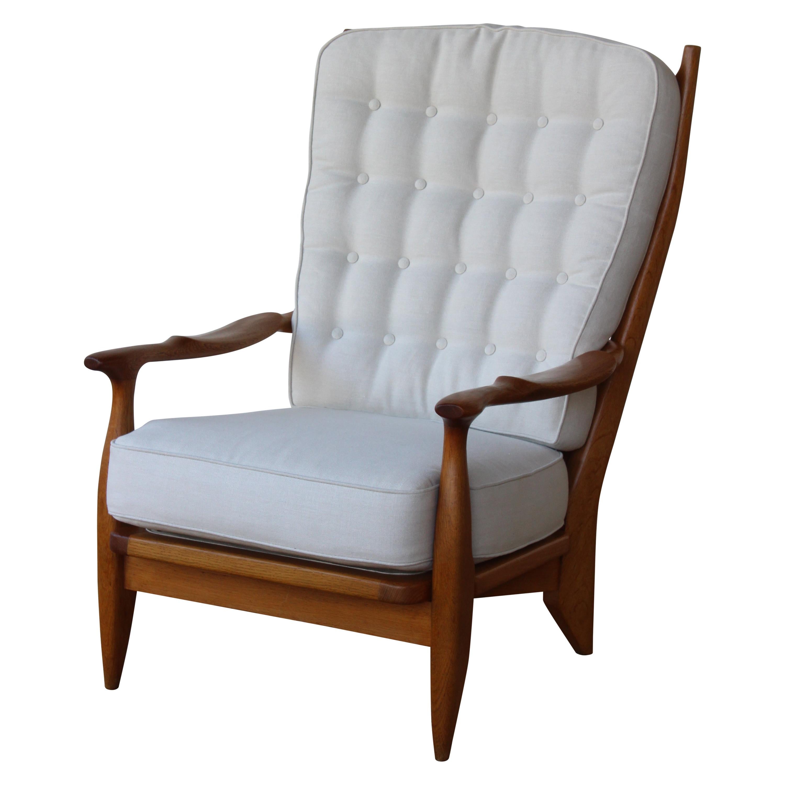 Oak Lounge Chair by Guillerme et Chambron, France, 1960s