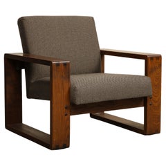 Vintage Oak Lounge Chair by Hans Krieks with Herringbone Upholstery, circa 1970s