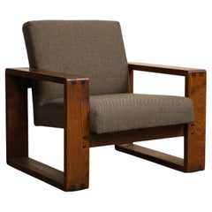 Oak Lounge Chair by Hans Krieks with Herringbone Upholstery, circa 1970s