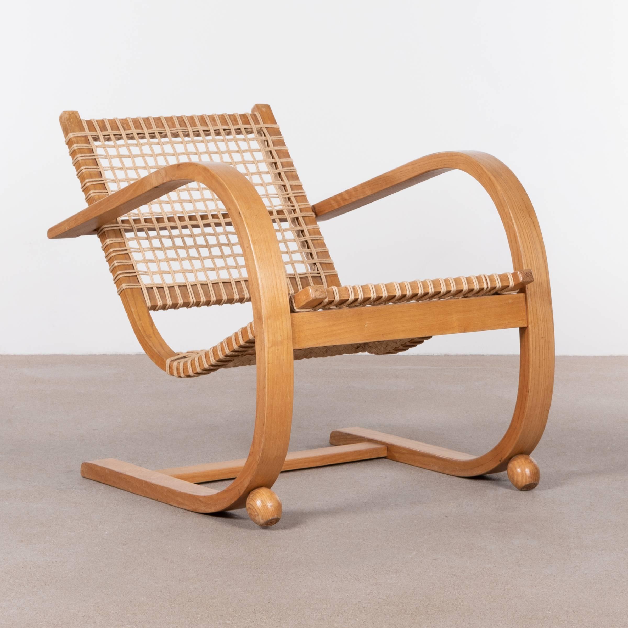 Modern Oak Lounge Chair in the Manner of Bas Van Pelt