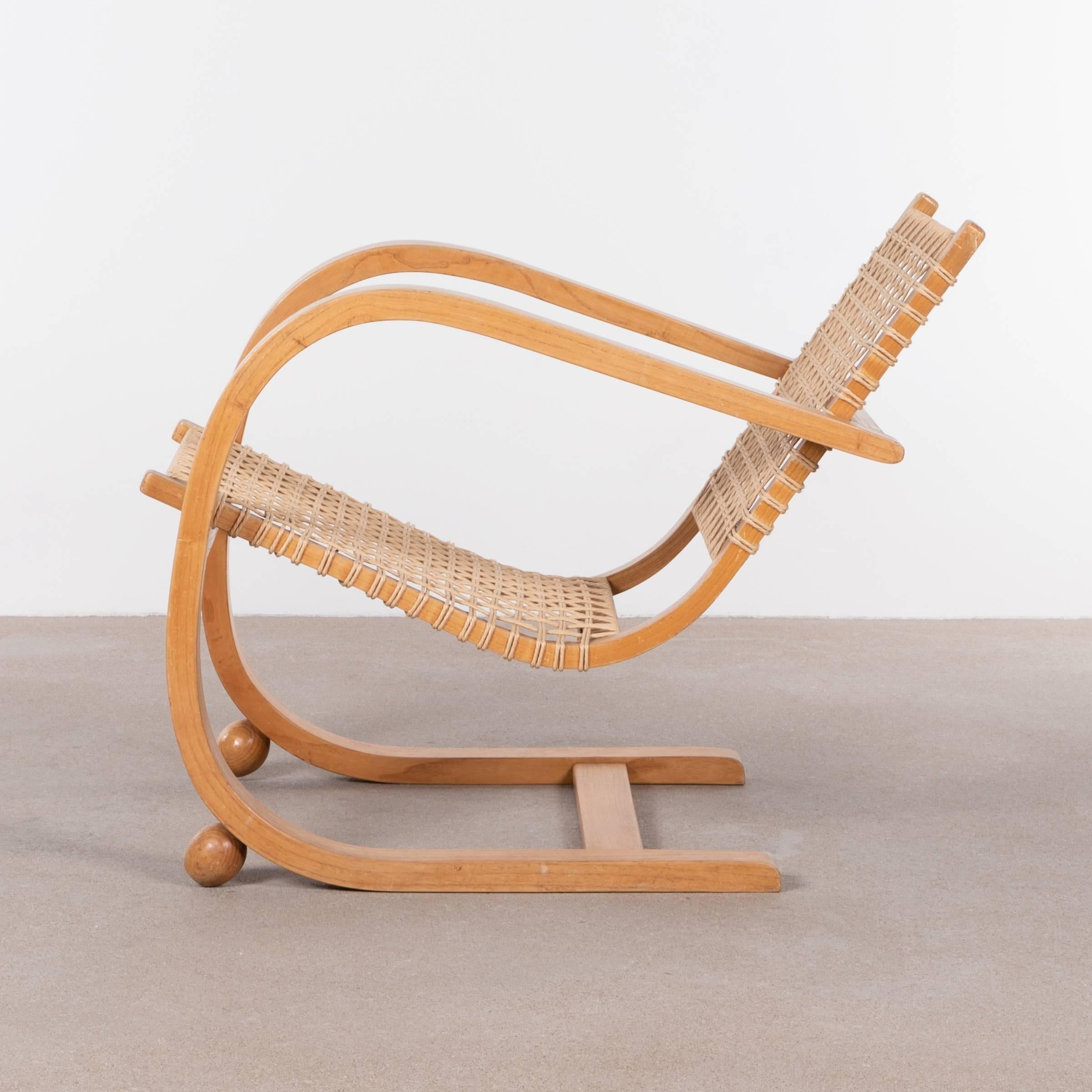 20th Century Oak Lounge Chair in the Manner of Bas Van Pelt