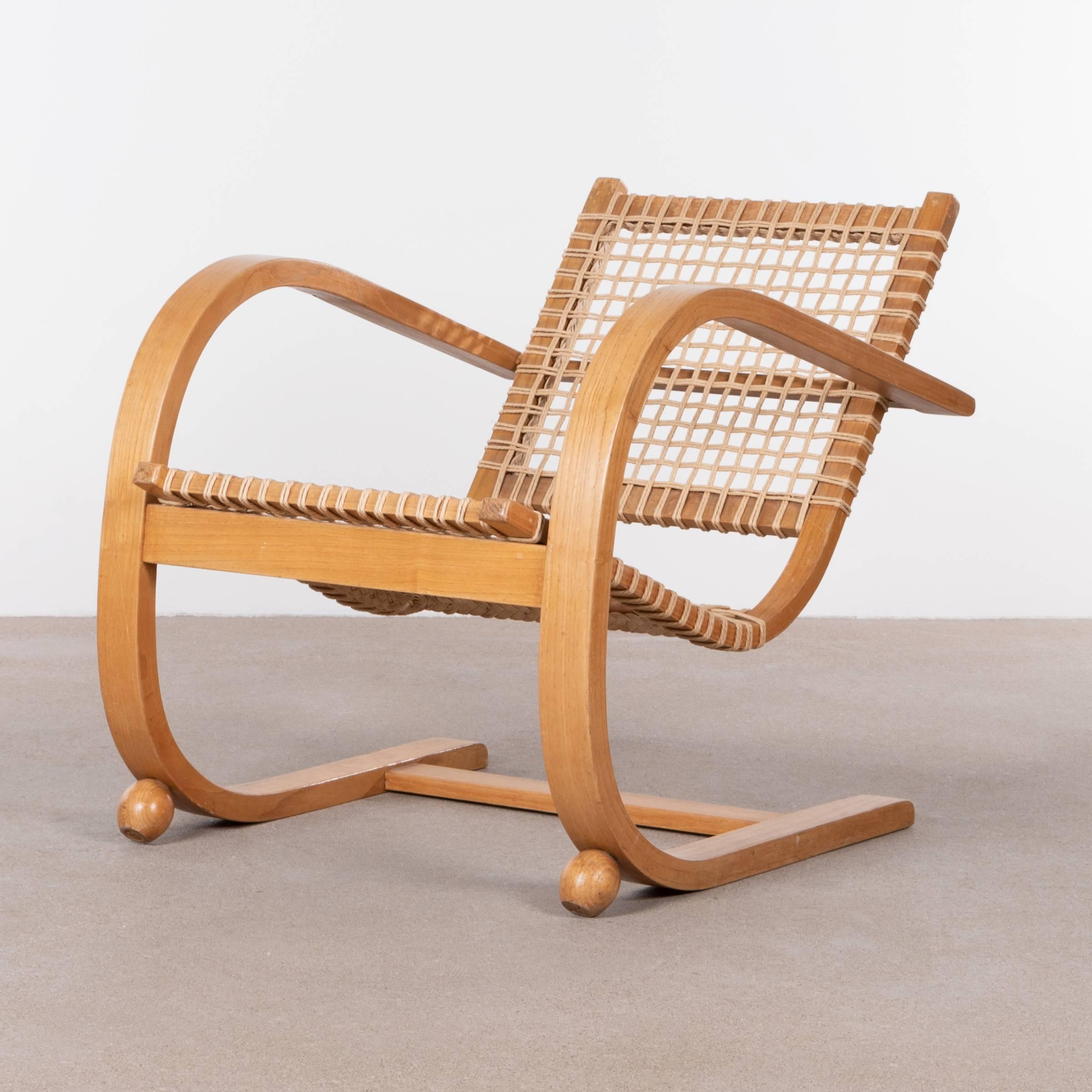 Bentwood Oak Lounge Chair in the Manner of Bas Van Pelt