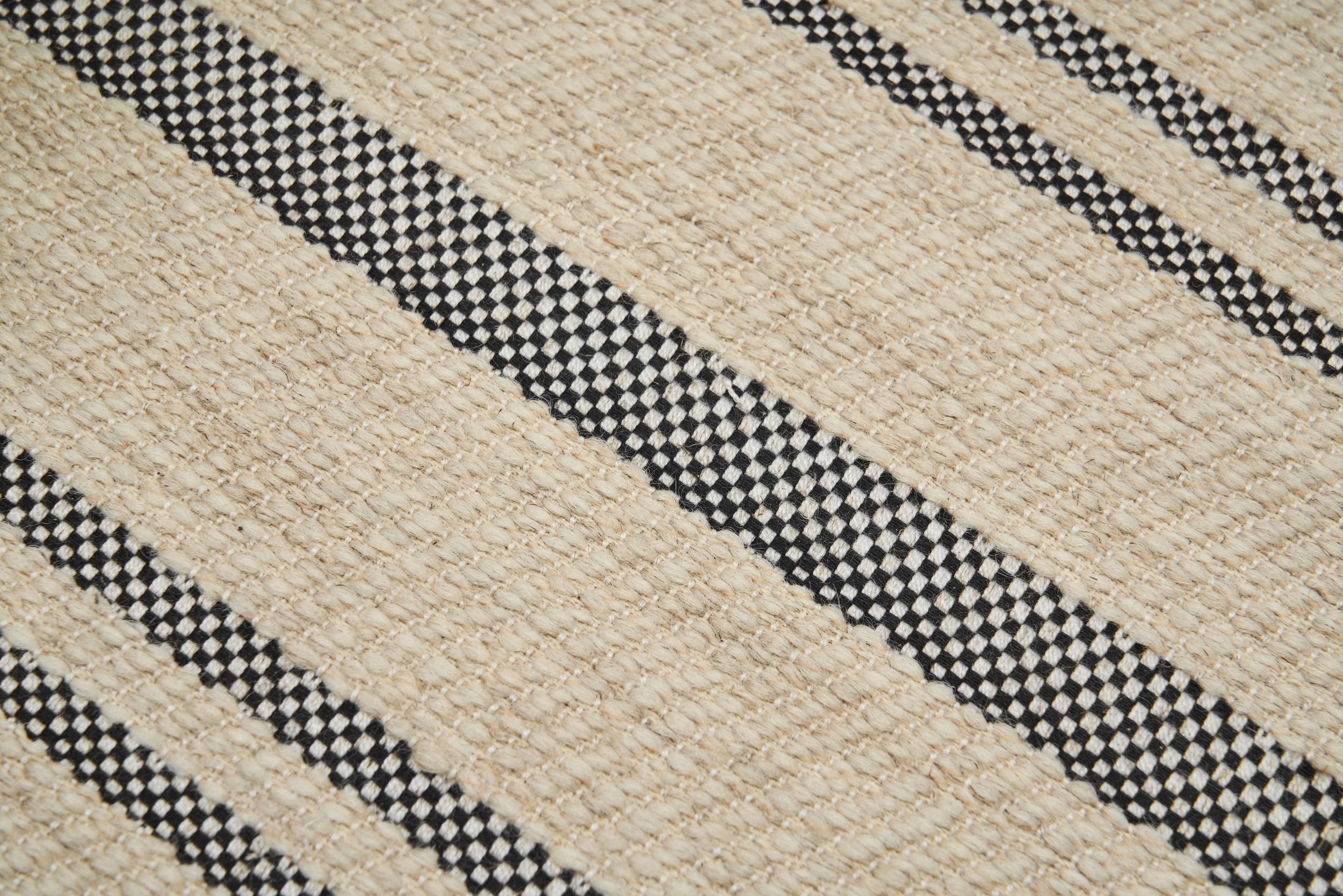 Oak Lounge Chair with Striped Cushions, The Netherlands 1960s For Sale 9