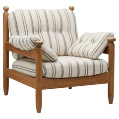 Sedia da salotto in Oak con cuscini a righe, Paesi Bassi 1960