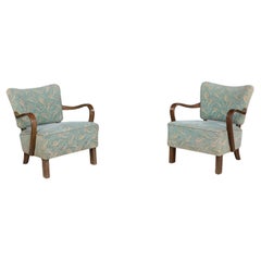 Bentwood Armchairs by Jindřich Halabala with Original Antonín Kybal Upholstery.