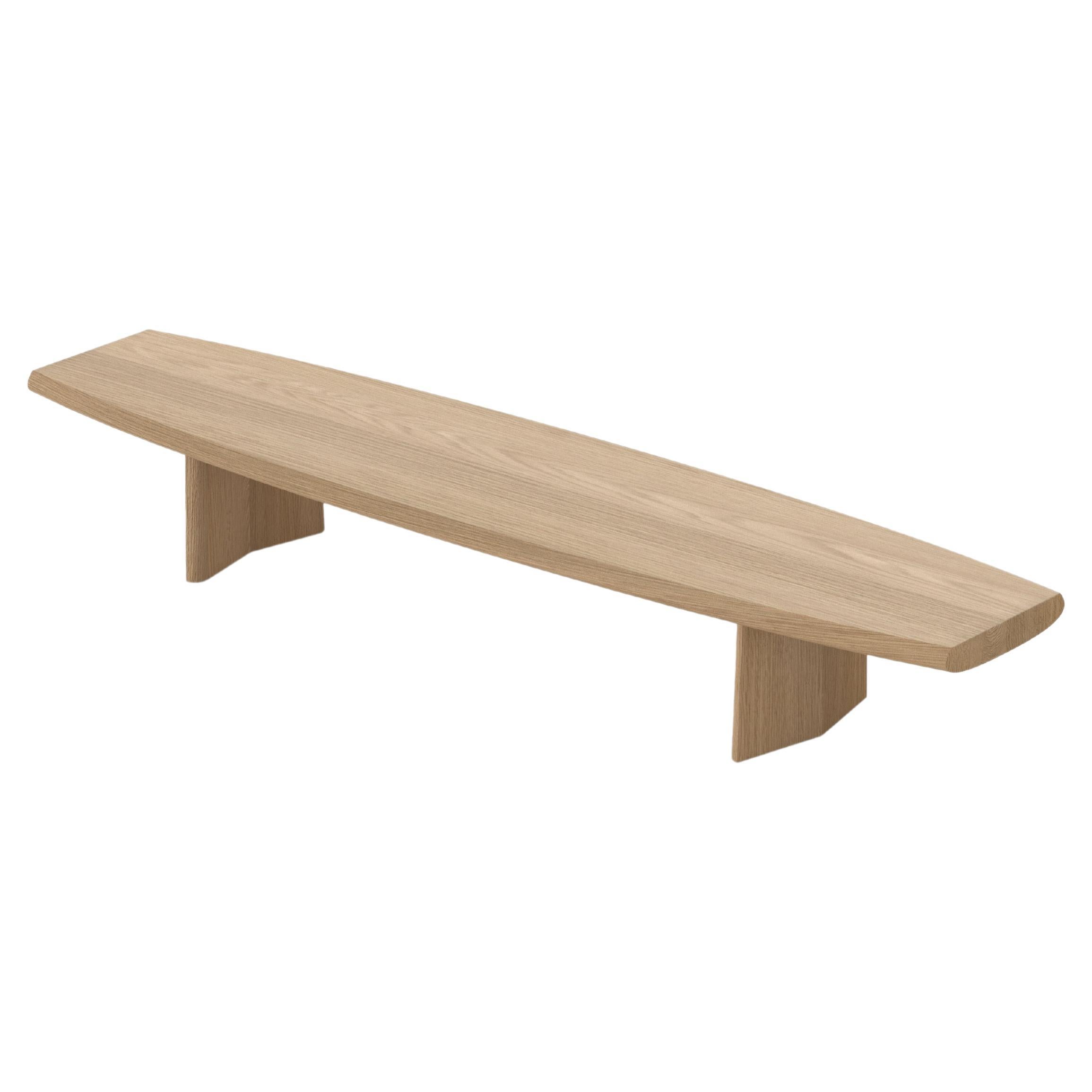 Peana Low Coffee Table, Bench in Natural Oak Wood Finish by Joel Escalona For Sale