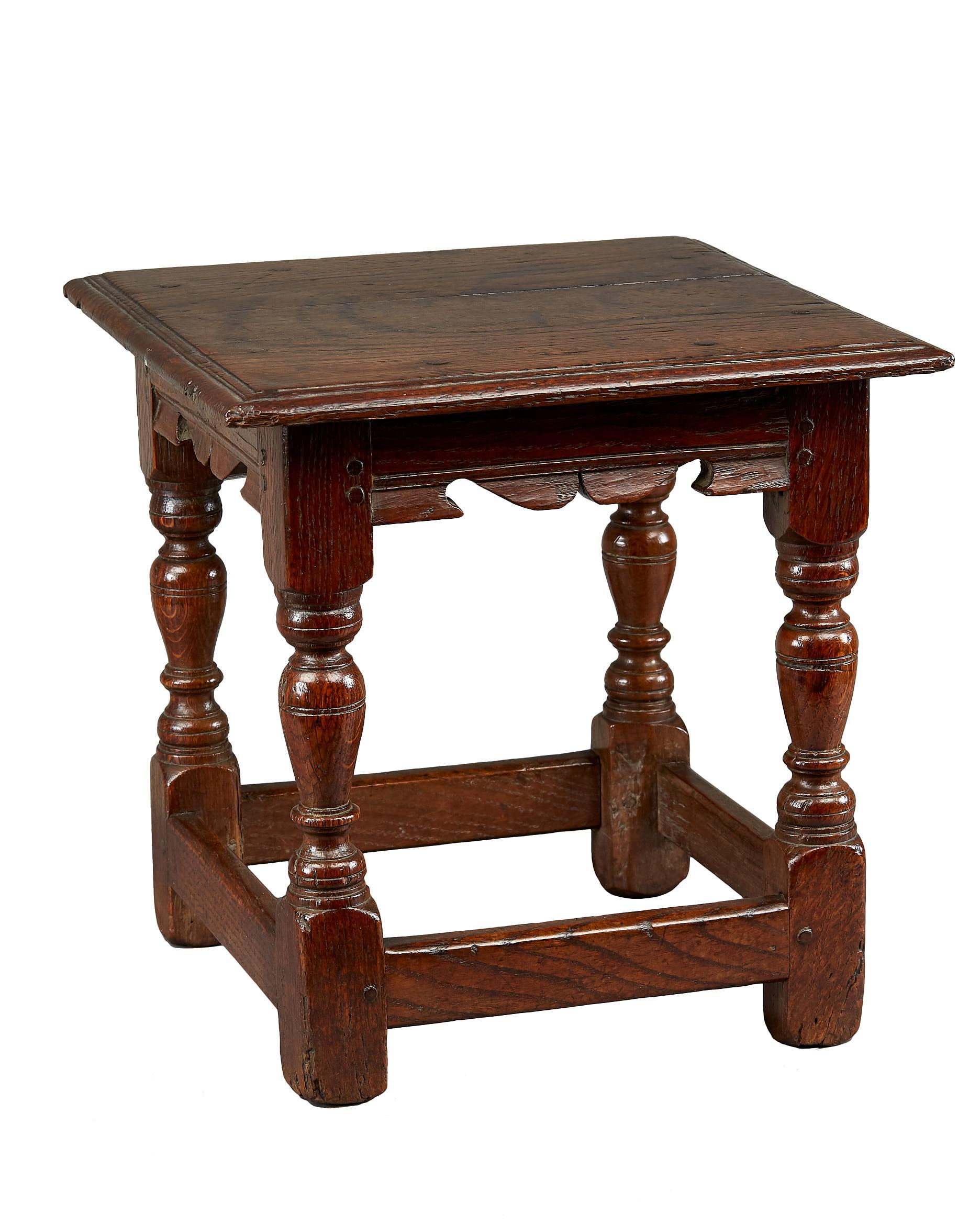 Oak Low Stool, circa 1620-1630 For Sale 1