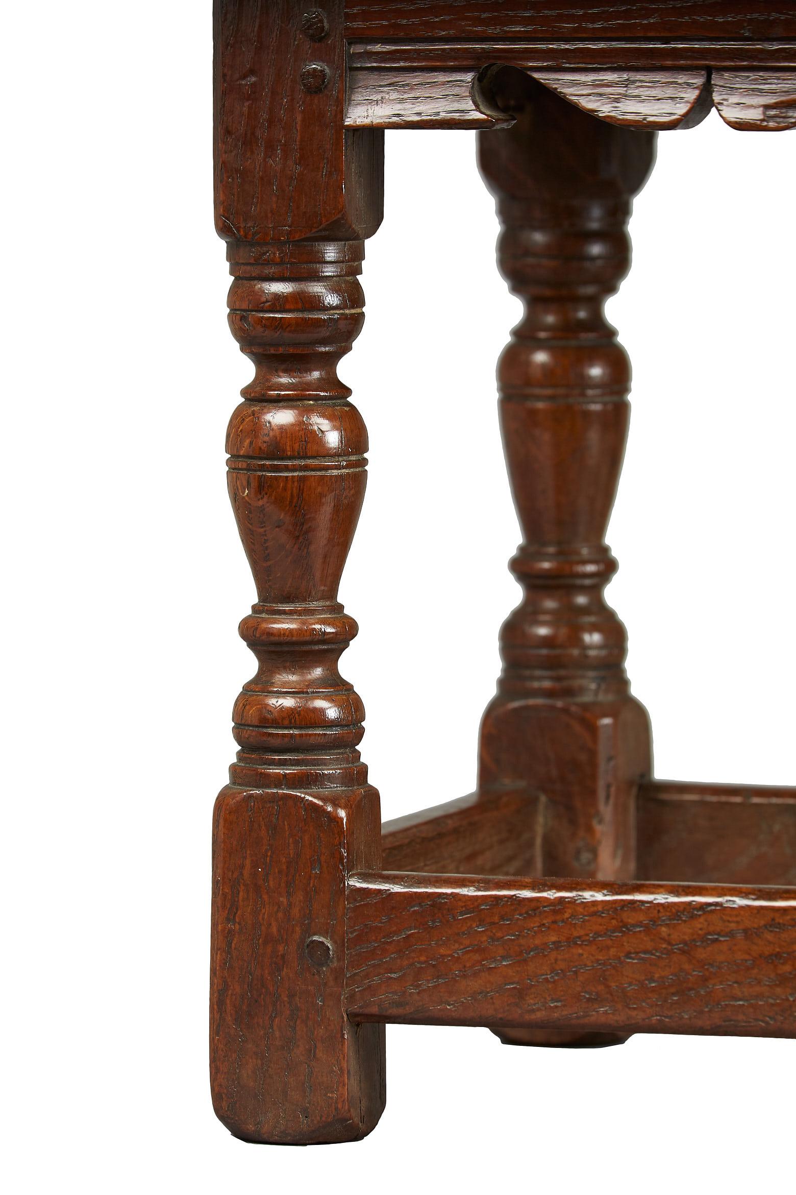 Turned Oak Low Stool, circa 1620-1630 For Sale