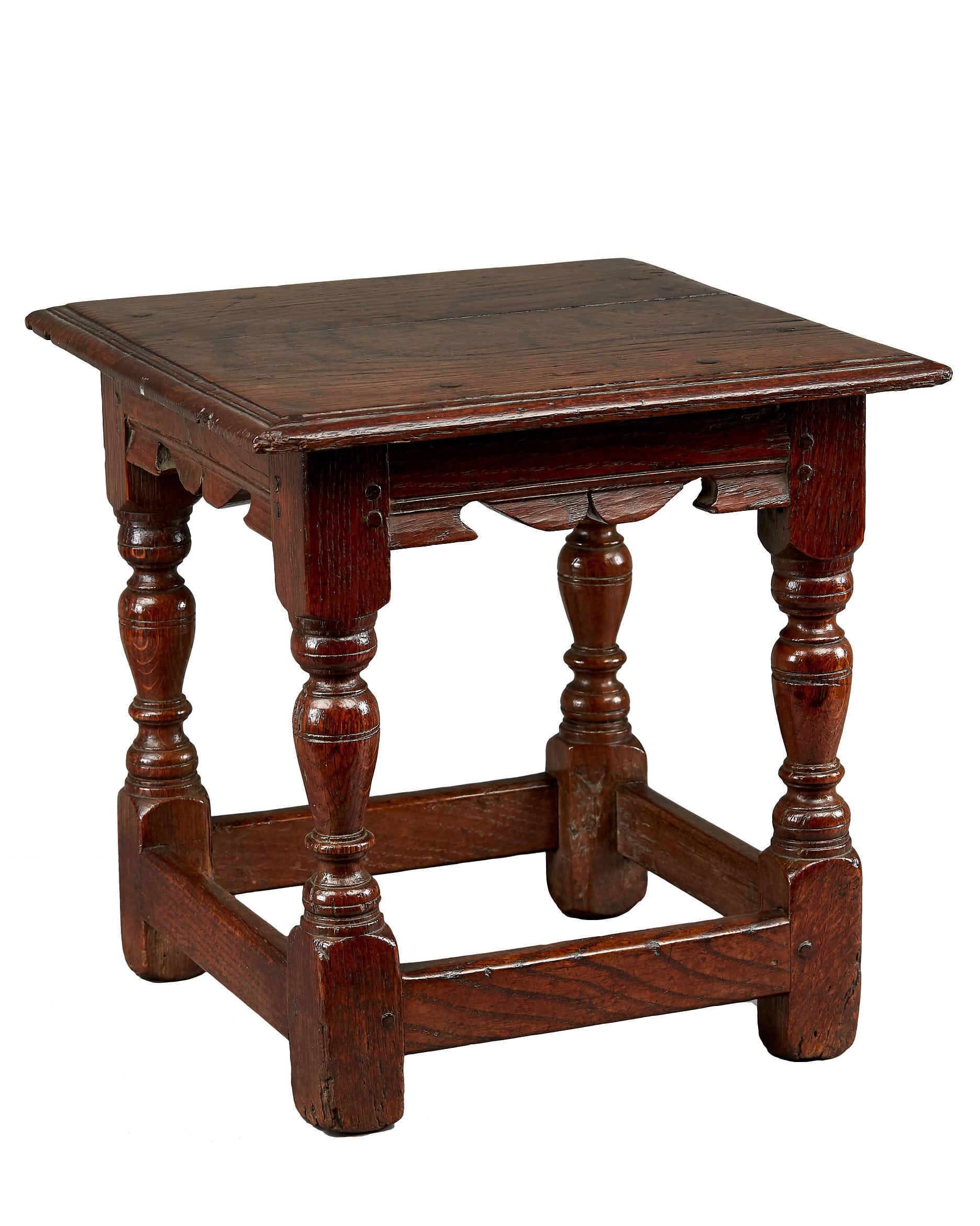 Oak Low Stool, circa 1620-1630 For Sale