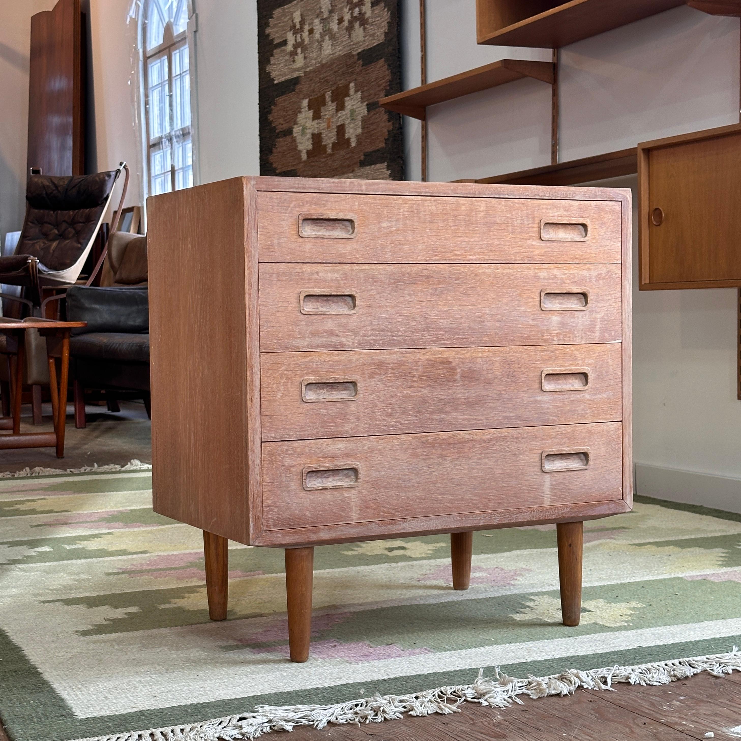 Oak Lowboy Dresser by Poul Hundevad In Distressed Condition In Puslinch, ON