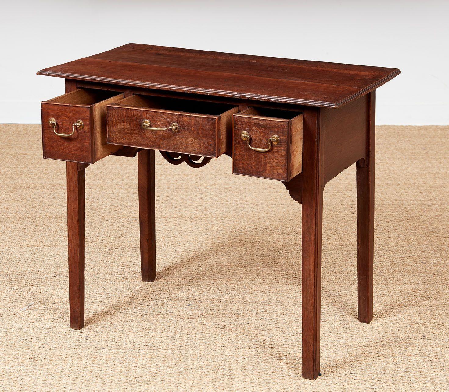 Late 18th Century Oak Lowboy with Open Scrollwork Apron For Sale