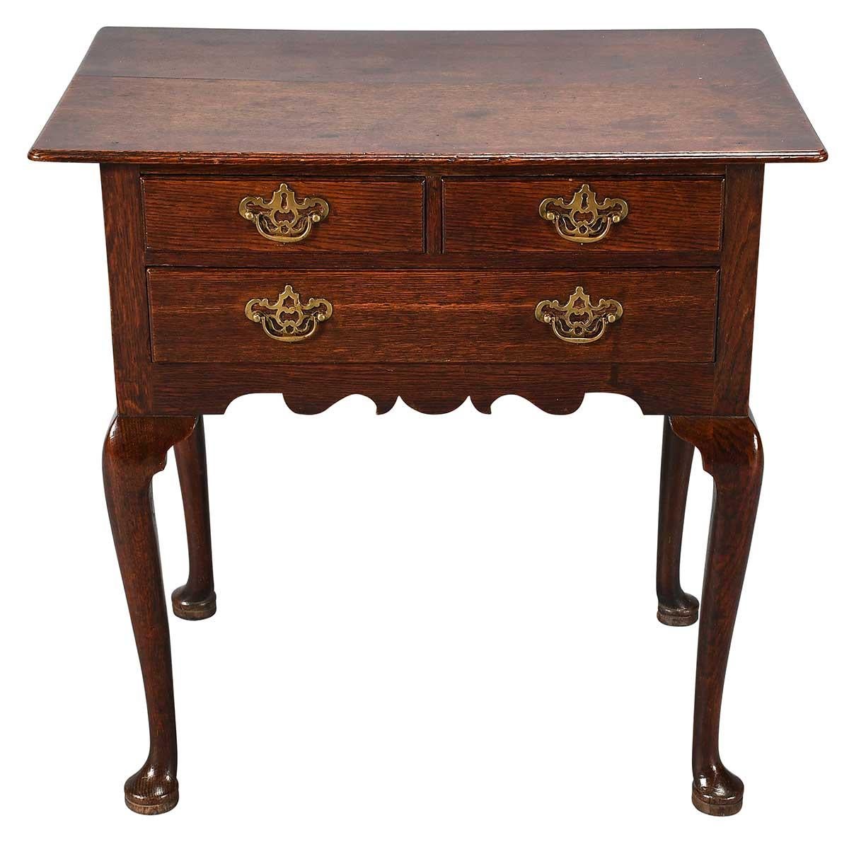 English Oak Lowboy with Two Drawers Over One For Sale