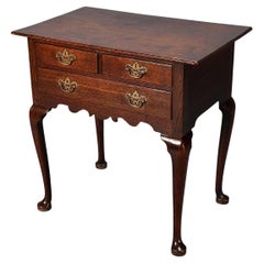 Antique Oak Lowboy with Two Drawers Over One
