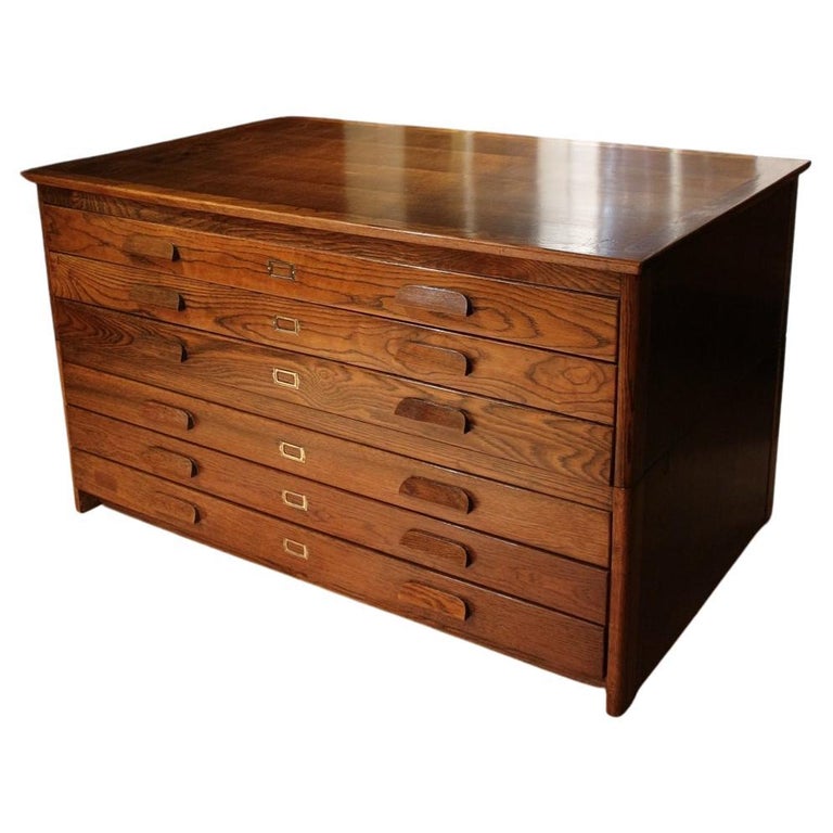 Oak Map Chest For Sale at 1stDibs