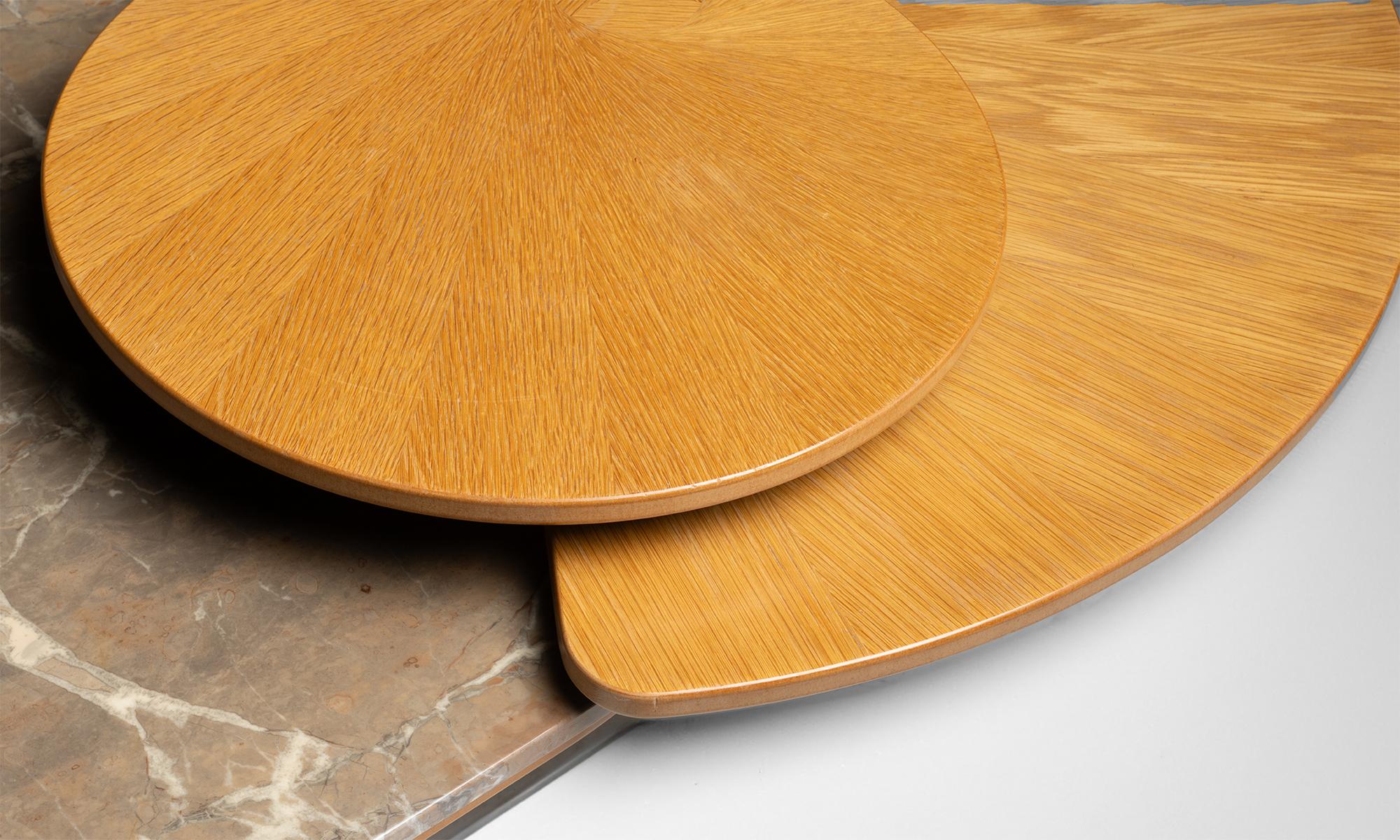 Oak & Marble Coffee Table, France circa 1980 1