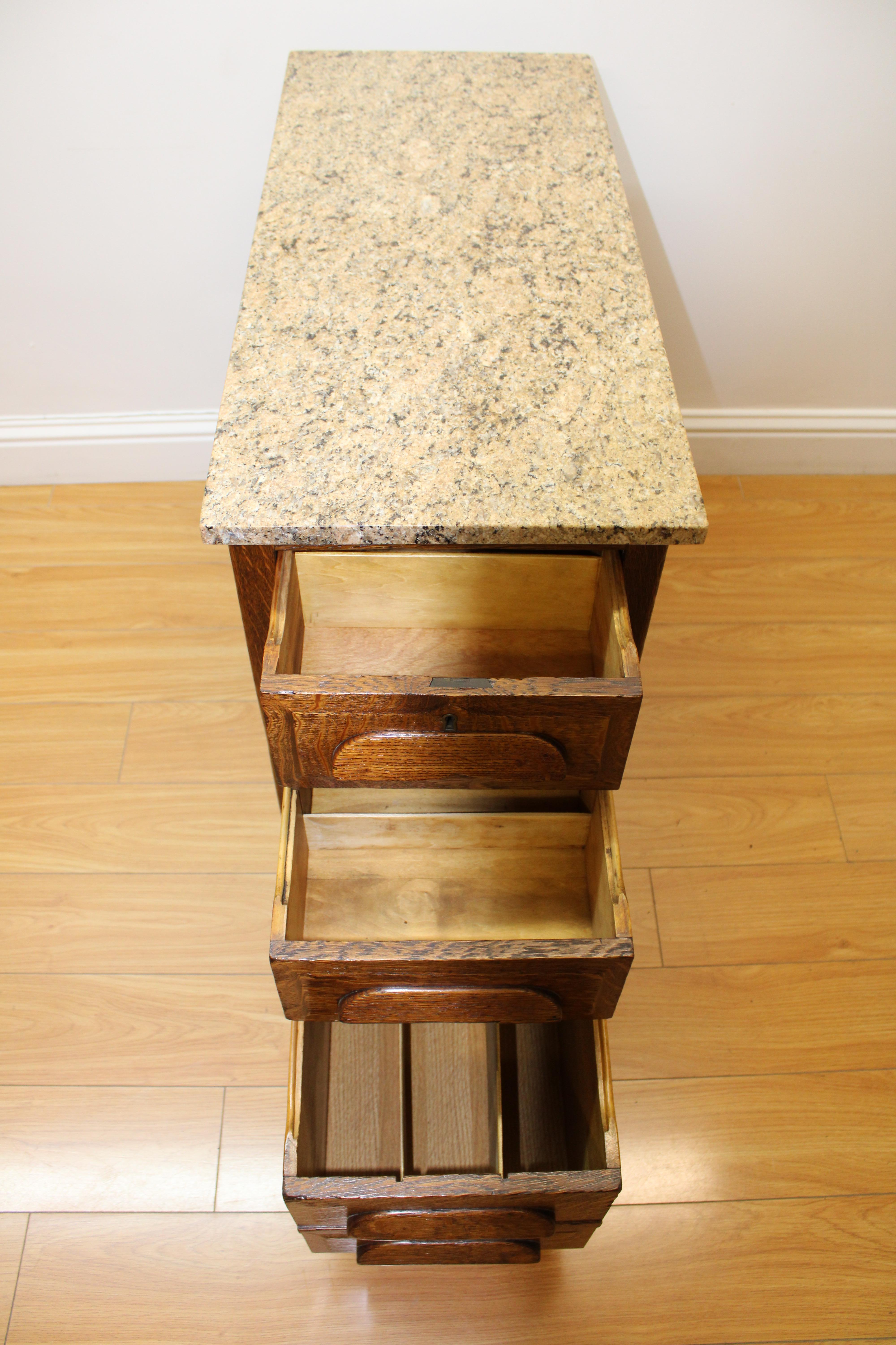 Oak & Marble End Table / Dresser For Sale 1