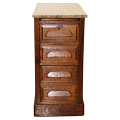 Oak & Marble End Table / Dresser