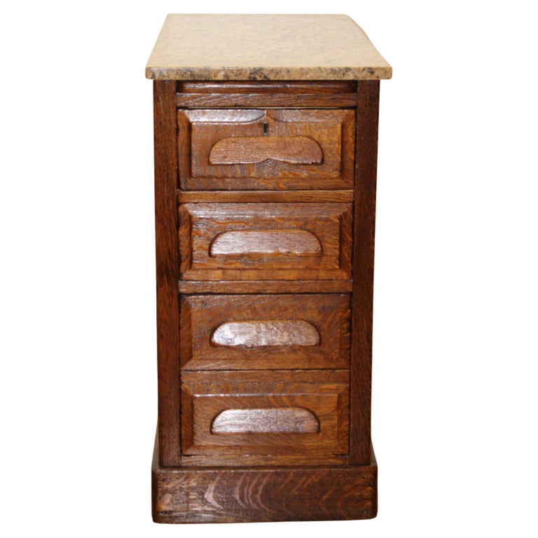 Oak and Marble End Table / Dresser For Sale at 1stDibs