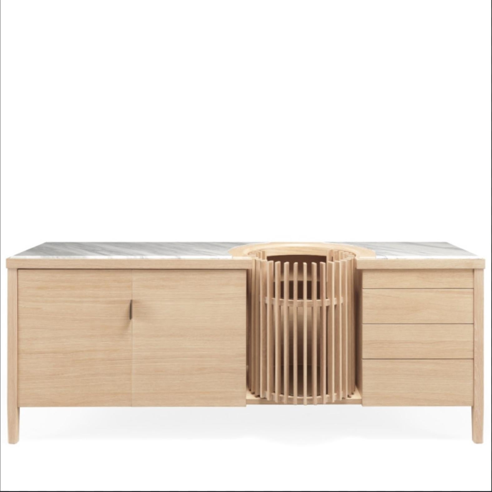 Oak,  Credenza e mobile bar in marmo in vendita 3