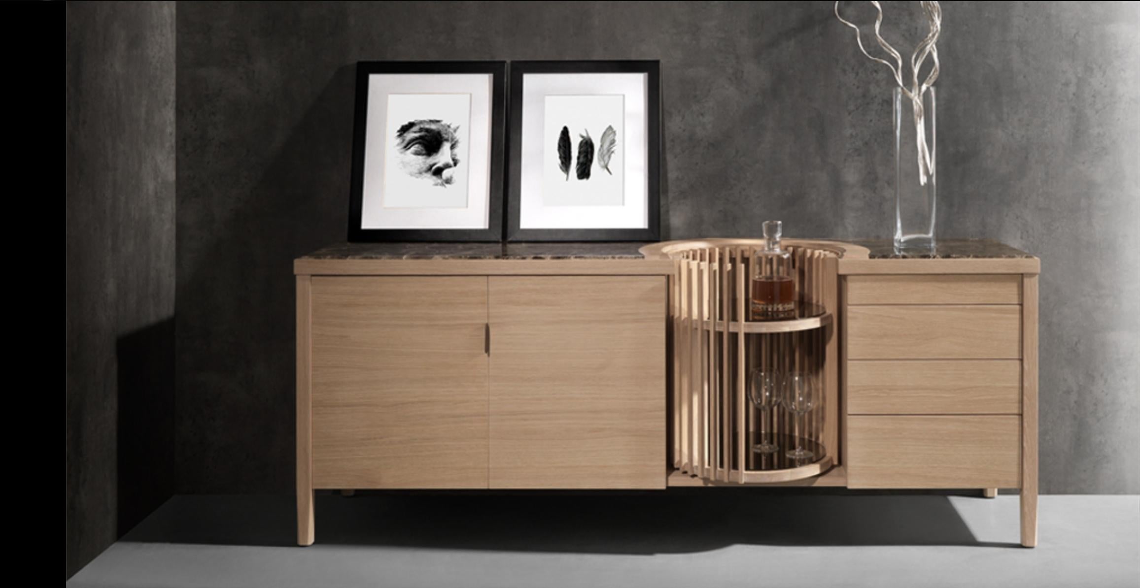 Oak,  Credenza e mobile bar in marmo in vendita 5