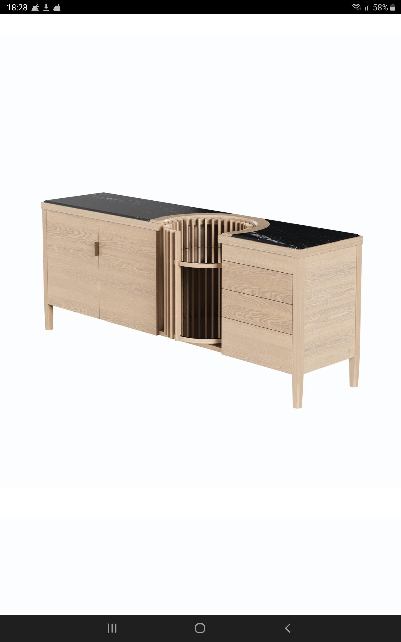 Portoghese Oak,  Credenza e mobile bar in marmo in vendita