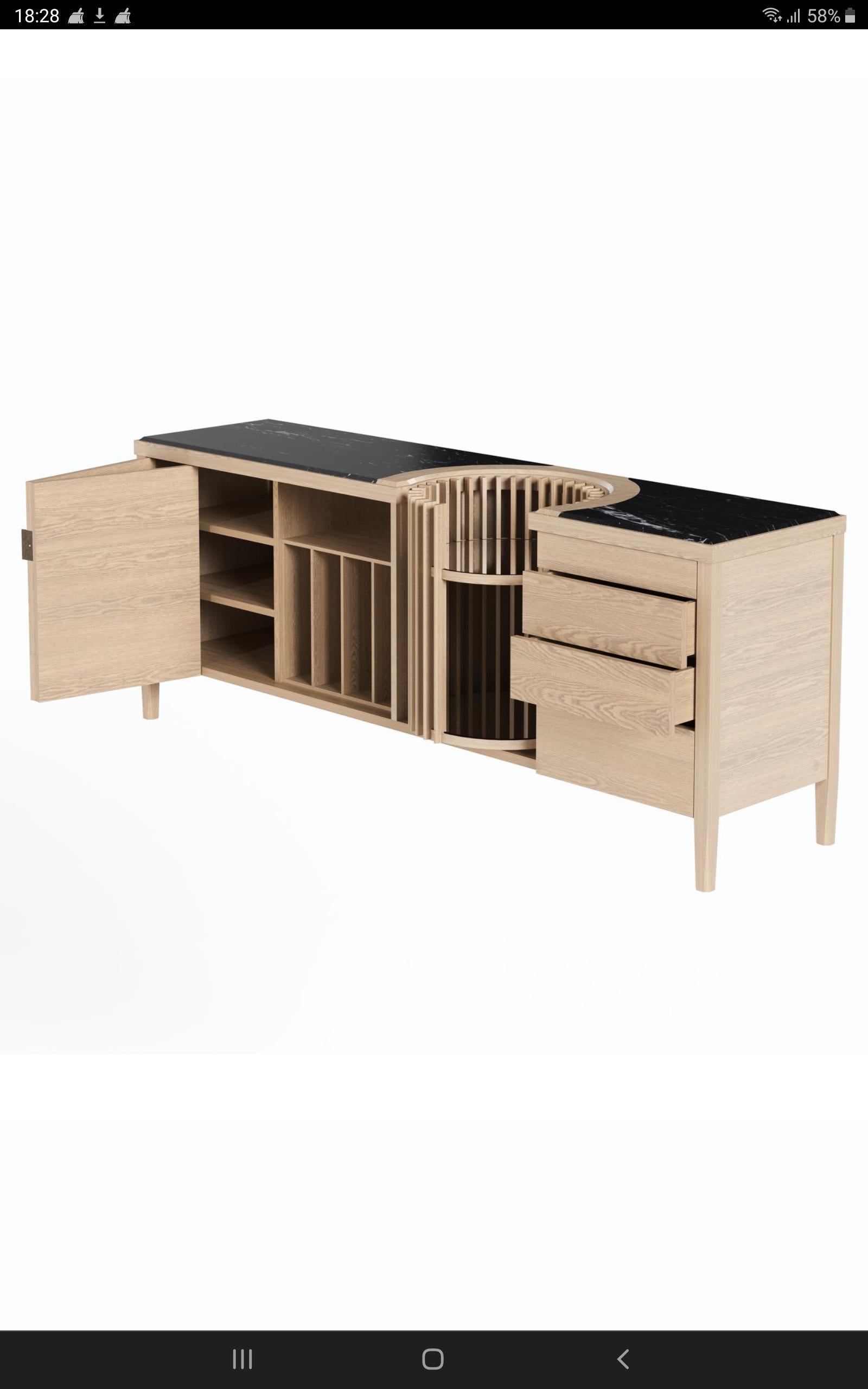 XXI secolo e contemporaneo Oak,  Credenza e mobile bar in marmo in vendita