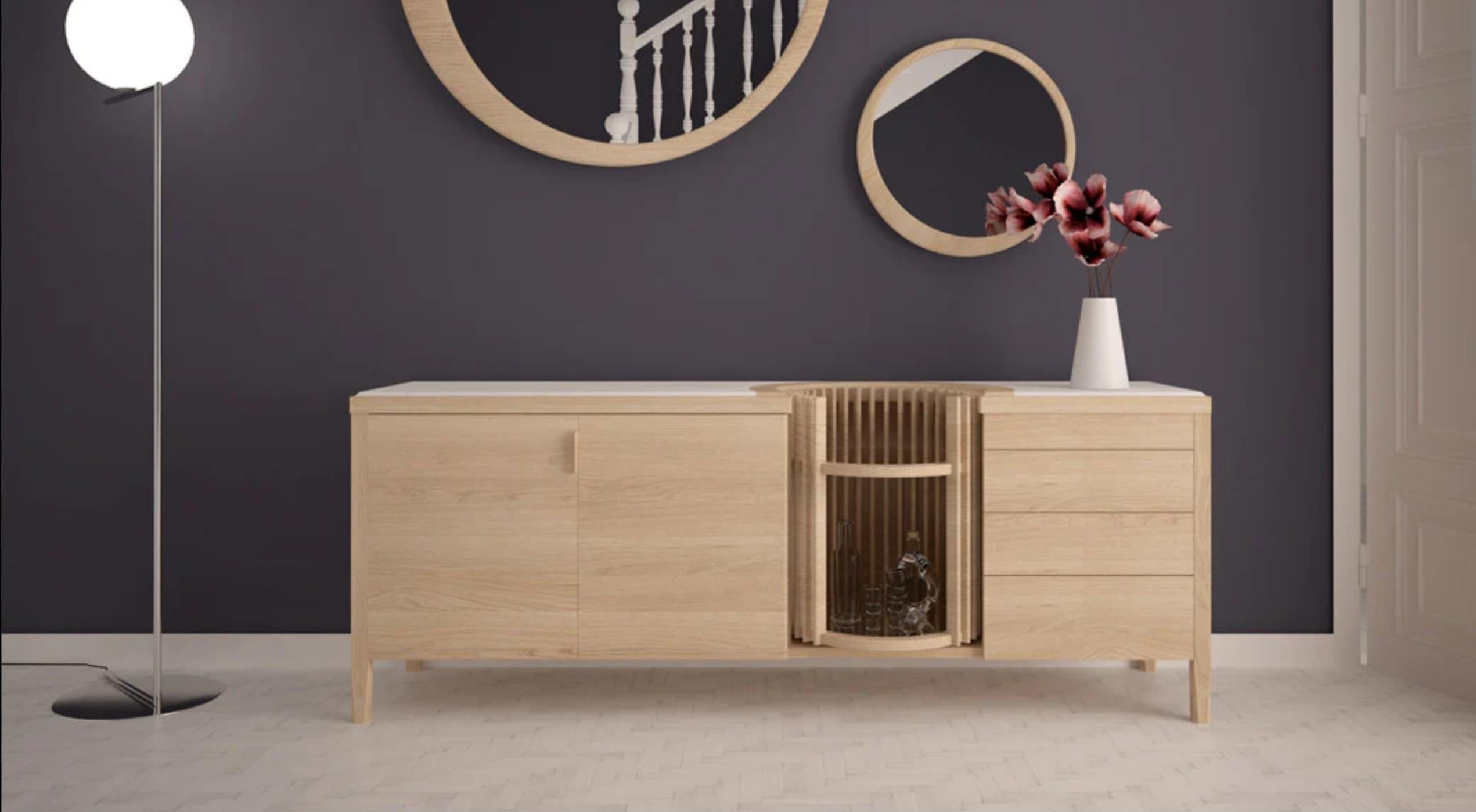 Oak,  Credenza e mobile bar in marmo in vendita 2