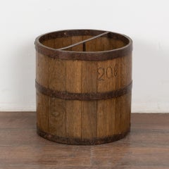 Oak Measuring Bucket with Metal Bands, Hungary circa 1920