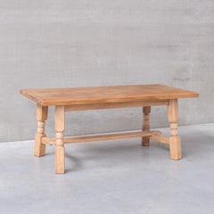 Oak Midcentury Belgium Dining Tablea Attributed to De Puydt