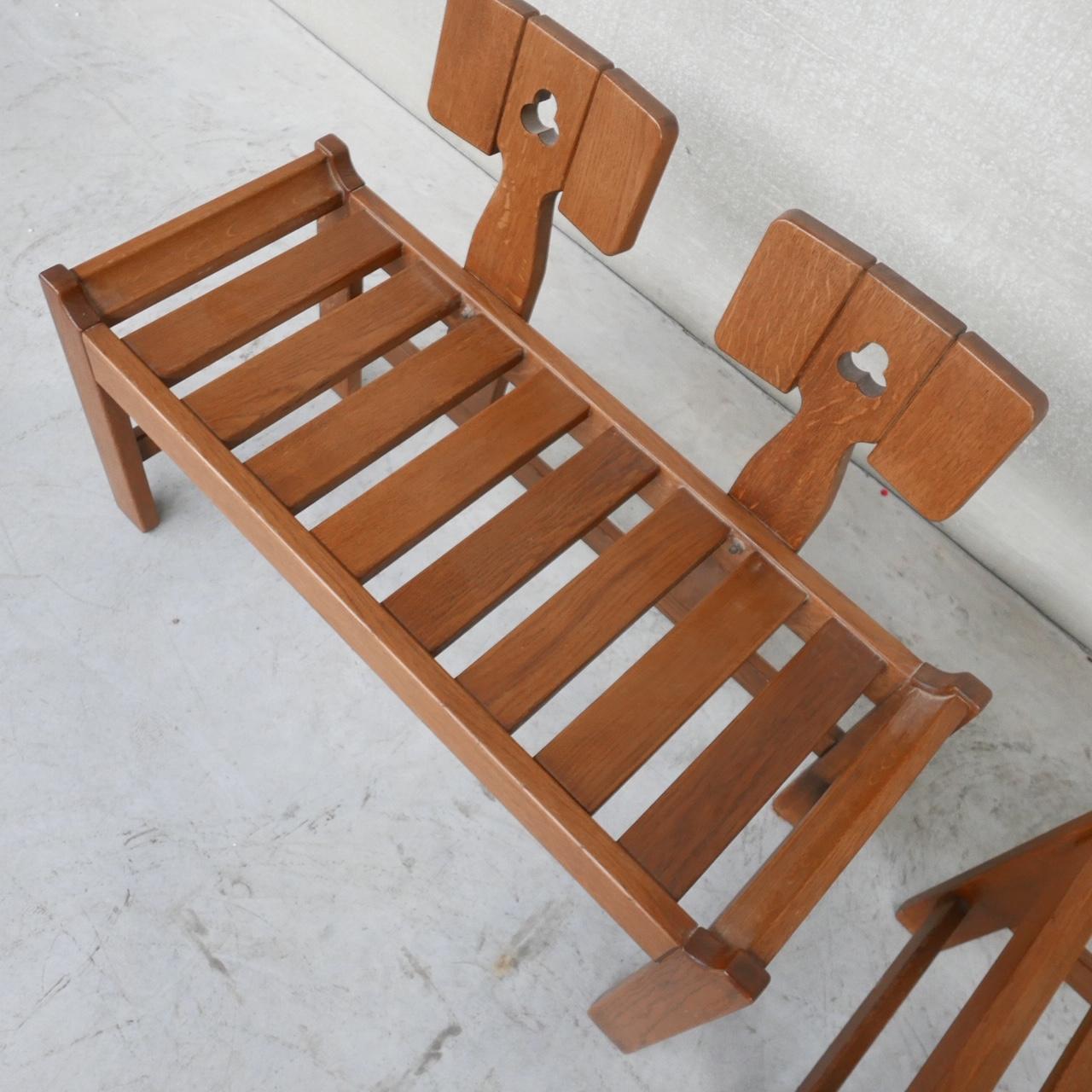 Mid-Century Modern Oak Mid-Century French Guillerme et Chambron Lounge Chairs For Sale