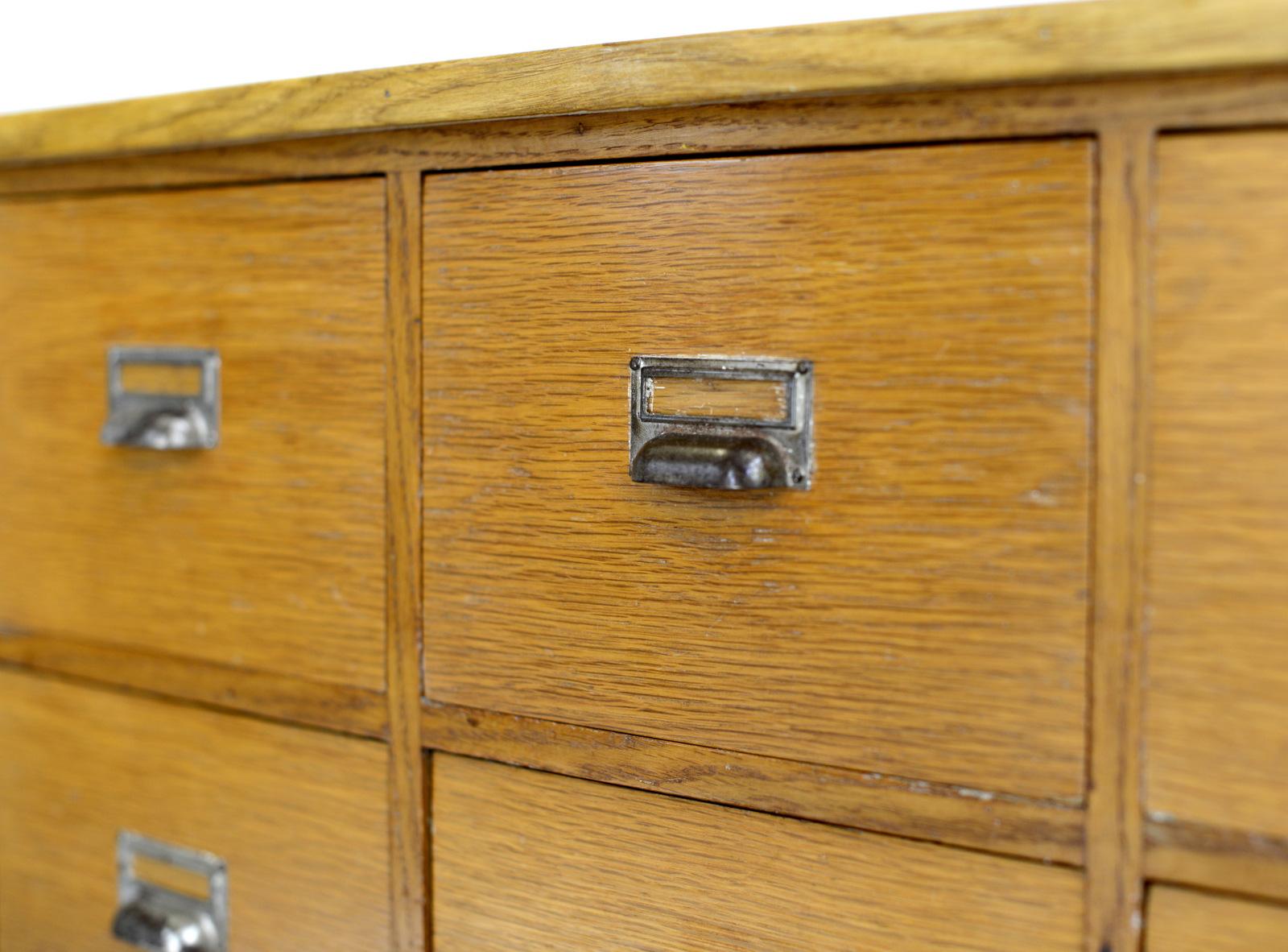 Industrial Oak Midcentury German Apothecary Drawers, circa 1950s