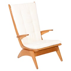 Oak Mid-Century Modern High Back Lounge Chair by Jan den Drijver for De Stijl