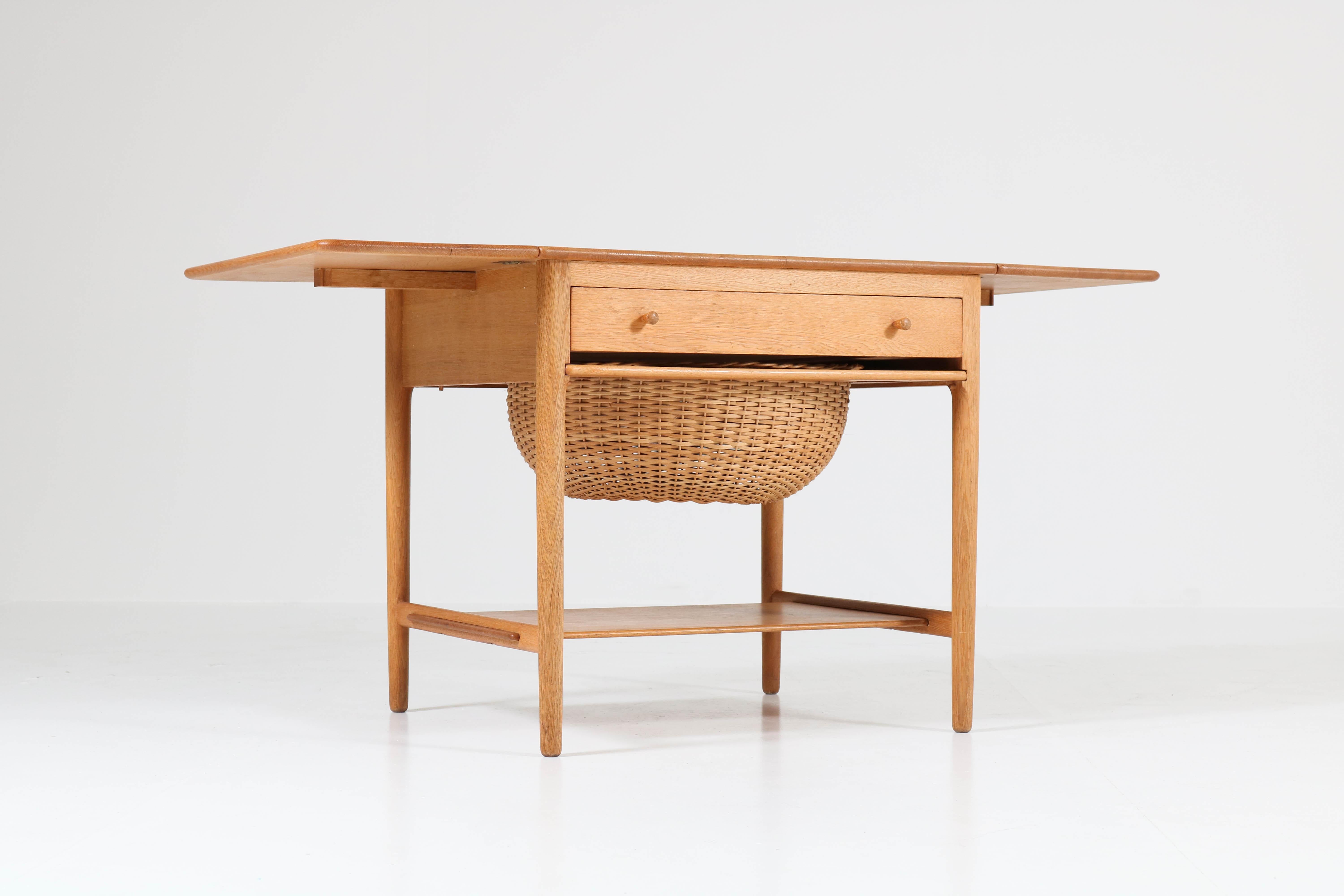 Oak Mid-Century Modern Sewing Table by Hans J Wegner for Andreas Tuck 5