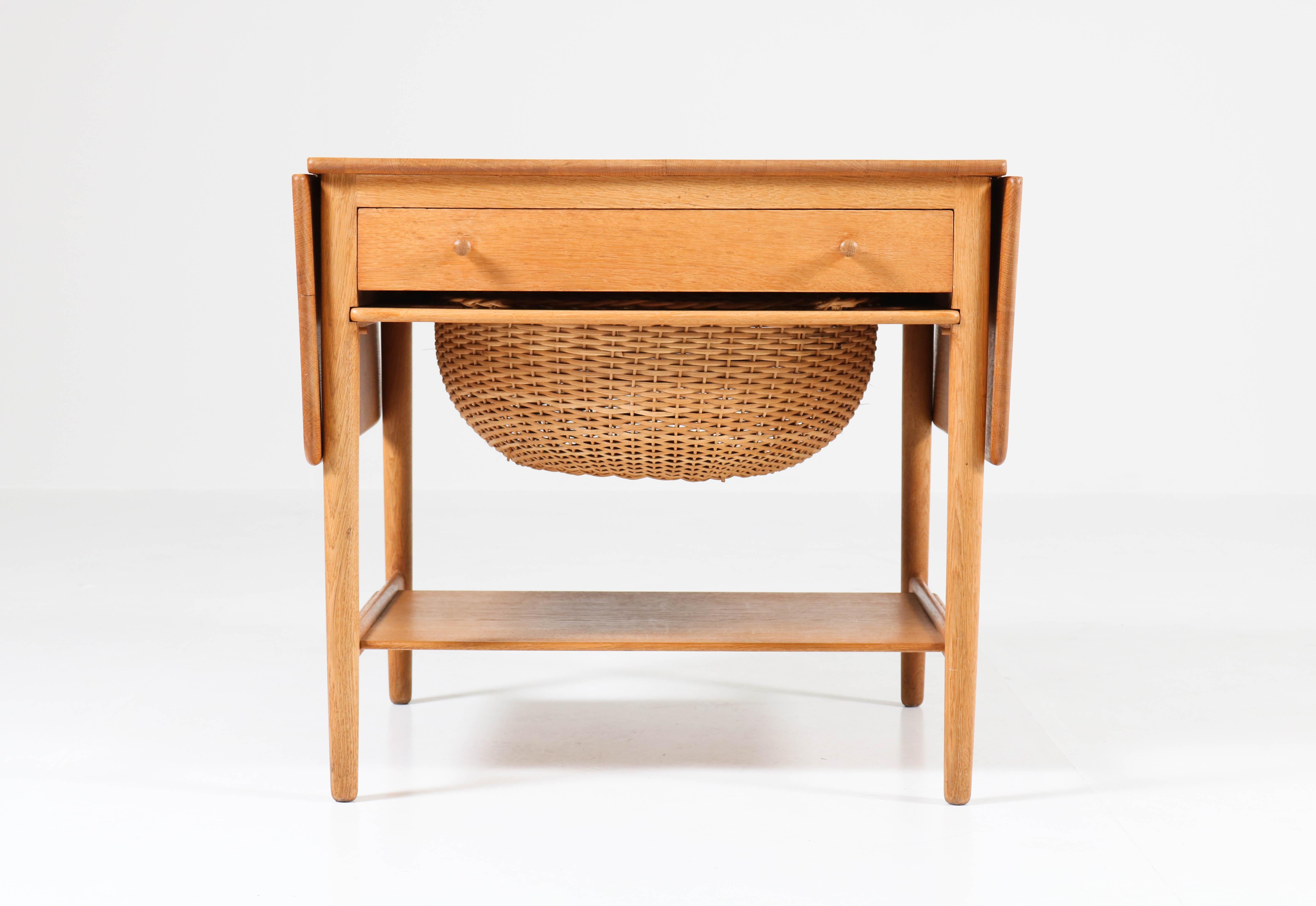 Oak Mid-Century Modern Sewing Table by Hans J Wegner for Andreas Tuck 1