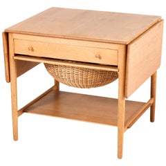 Vintage Oak Mid-Century Modern Sewing Table by Hans J Wegner for Andreas Tuck