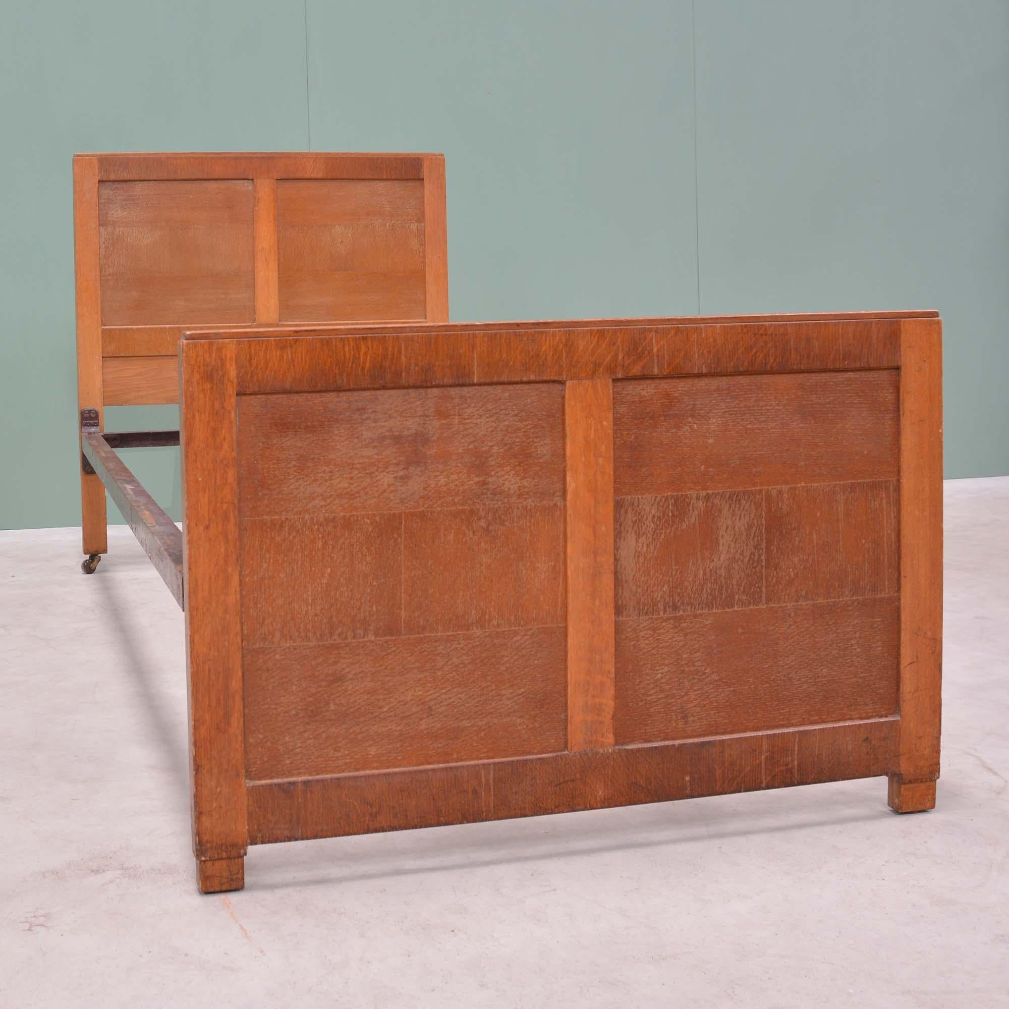 20th Century Oak mid century single bed in the manner of Heals For Sale