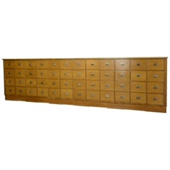 Oak Midcentury German Apothecary Drawers, circa 1950s